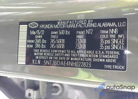 2022 Hyundai Santa Cruz Sel from USA, damaged, VIN 5NTJBDAE4NH022823